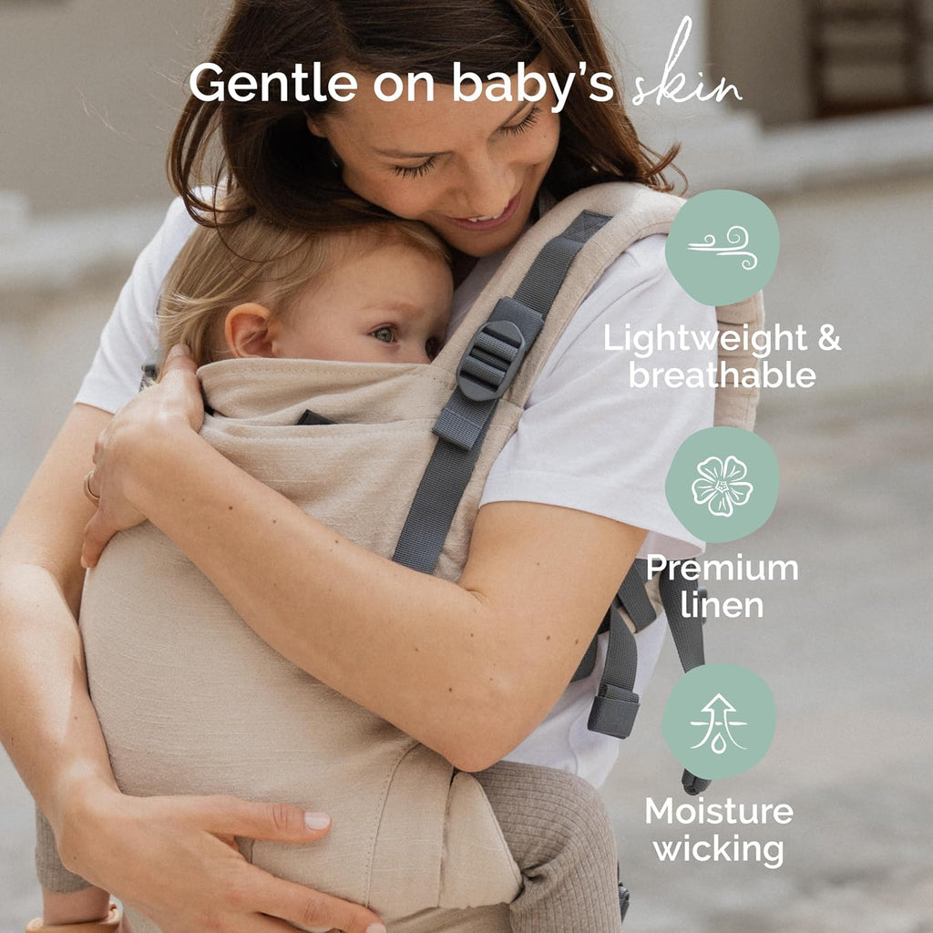 Boba X Baby Carrier Newborn to Toddler - Breathable Linen Blend, Certified Hip Healthy, Lightweight, Petite to Plus Size 7-45 lbs, Micro-Adjustable Baby Carrier from Newborn (Linen Pampas)