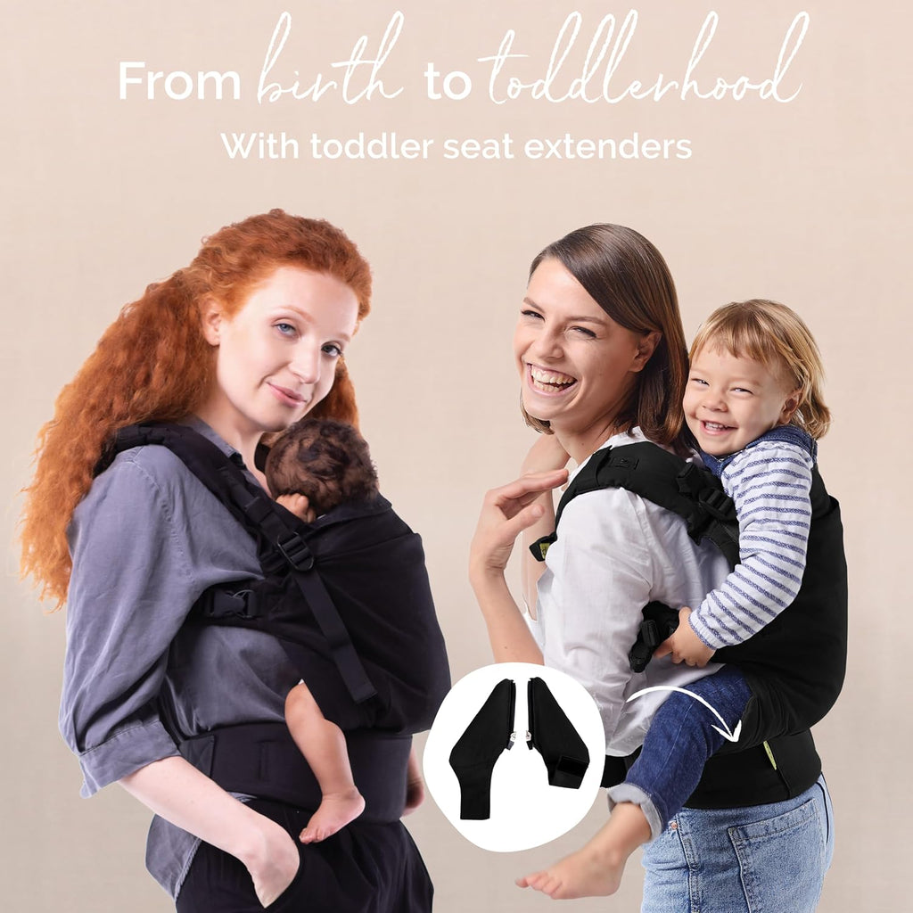 Boba X Baby Carrier - Newborn to Toddler Adjustable, 2-in-1 Convertible Front and Backpack Carrier 7 to 45 lbs, Ergonomic Baby Carrier with Crossable Straps (Black Beauty)
