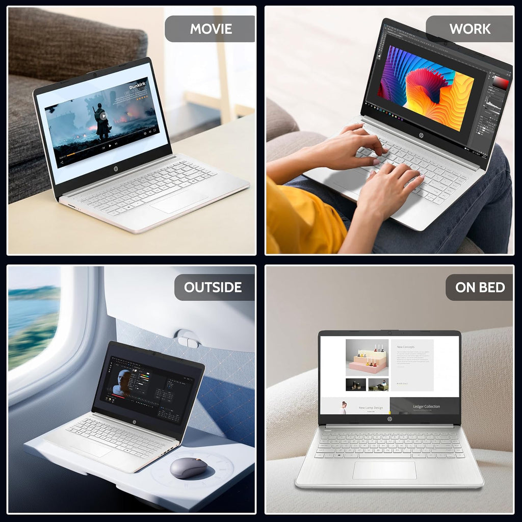 HP 14' Student Business Laptop Computer, Intel N150 CPU, 16GB DDR4 RAM, 128GB UFS, WiFi 6, BT 5.4, Win11 Pro S, Natural Silver