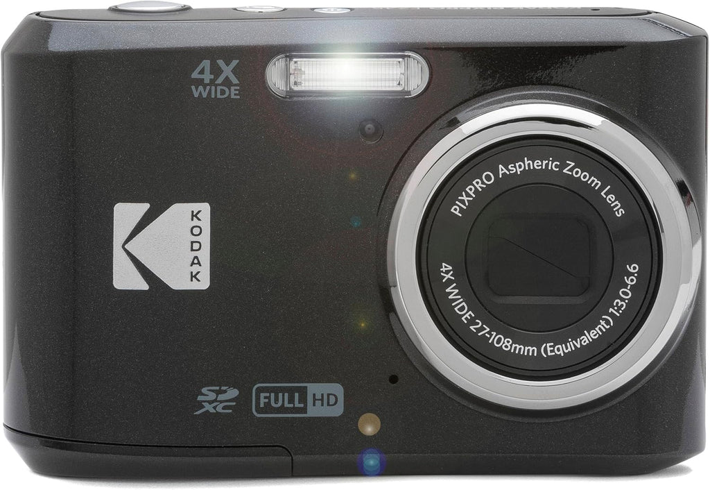 Kodak PIXPRO FZ45 16MP Digital Camera 4X Optical Zoom 27mm Wide Angle 1080P Full HD Video 2.7' LCD Camera (Black) + 64GB Card and Reader + Memory Wallet