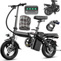 Electric Bike for Adults and Teens, 560-740W Motor, 20-25MPH Compact Commuter Folding Ebike, 32 Miles Range, 48V 10Ah Battery, 3-Level Pedal Assist, 14' Foldable Electric Bicycle, UL 2849 Certified