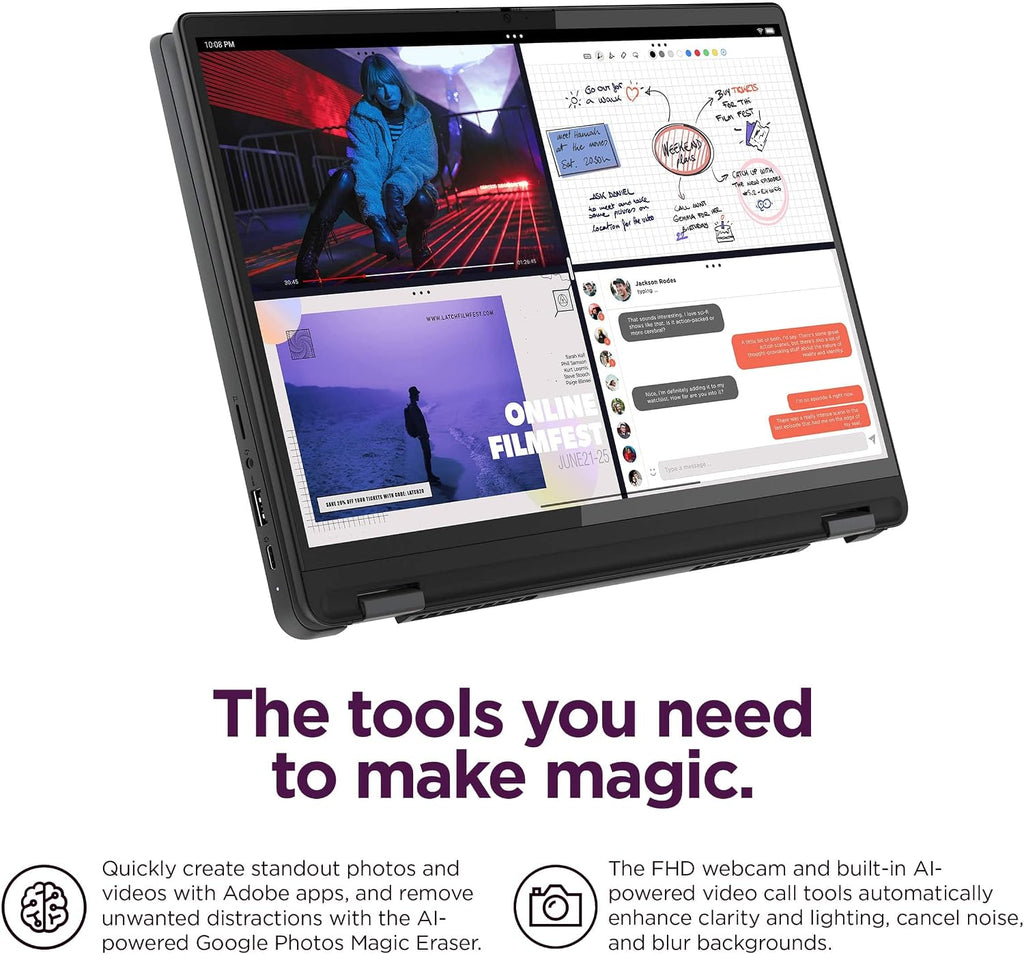 Lenovo IdeaPad Flex 5i Chromebook Plus 2-in-1 Laptop (14' FHD+ Touchscreen, Intel 10-Core i5-1334U, 8GB RAM, 512GB Storage(256GB SSD+256GB SD)) Business, Students, Home, Webcam, Backlit KB, Chrome OS