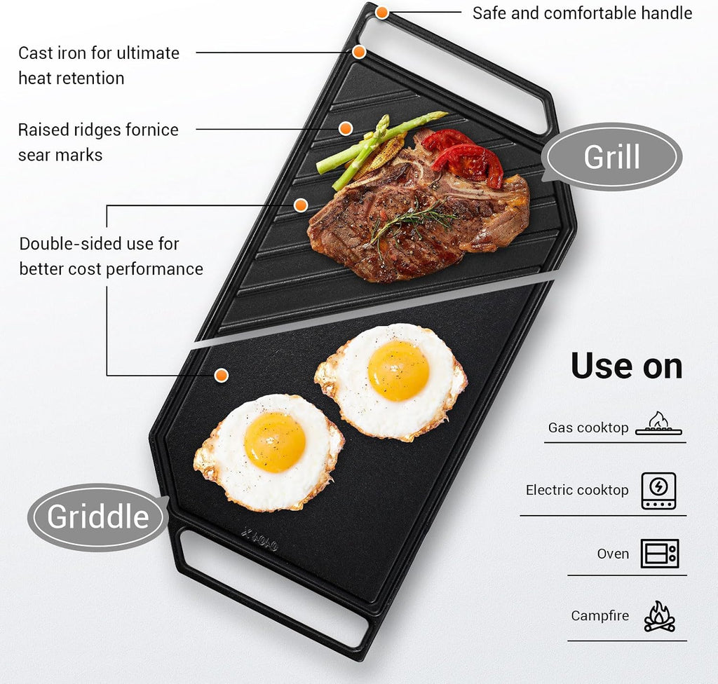 AMZCHEF 30 inch Gas Cooktop with 5 Made in Italy SABAF Power Burners,Max 48300 BTU/hr Built-in Gas Stove top of 304 Stainless steel with Double Sided griddle,NG/LPG Convertible,ETL.