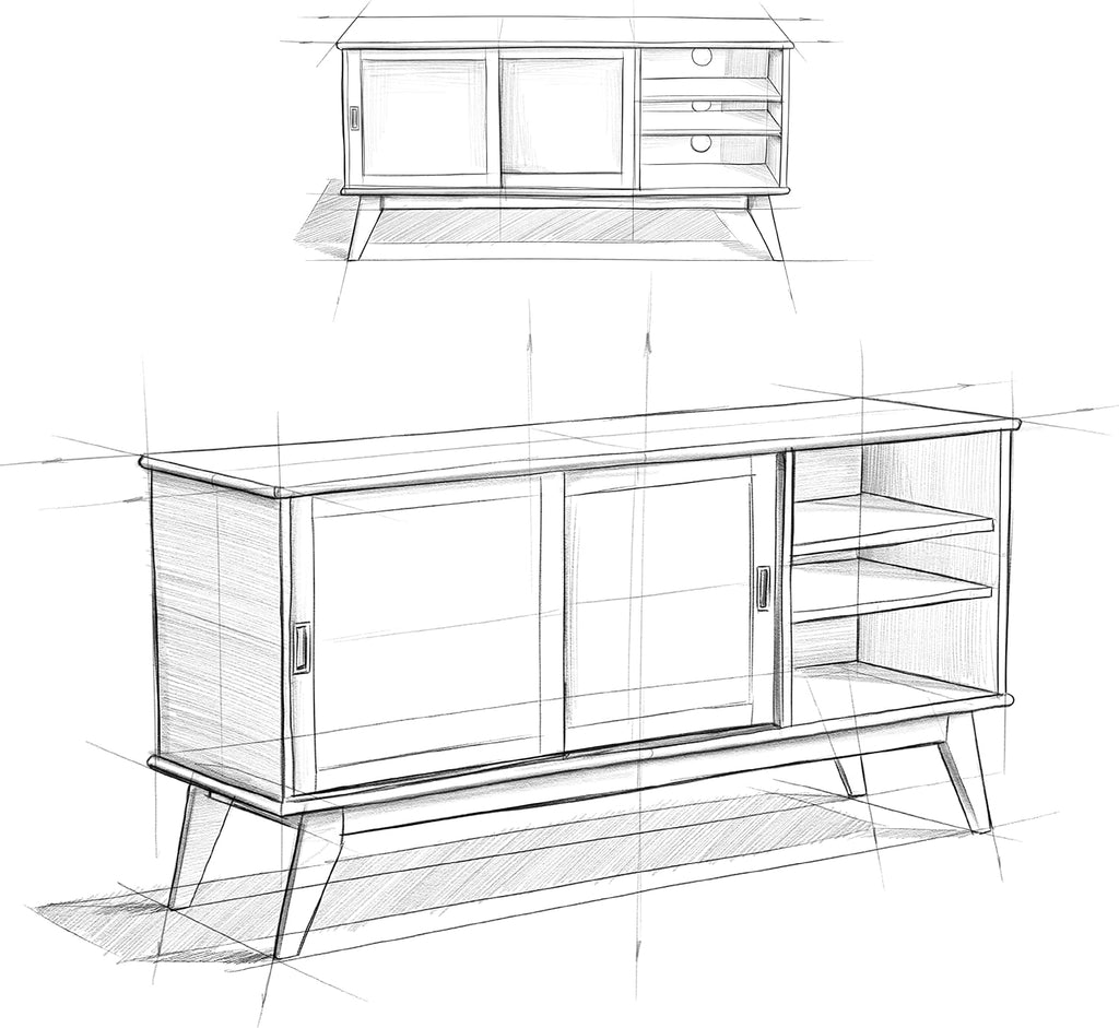 SIMPLIHOME Draper TV Stand - 60 inch Wide Solid Wood Media Console in Teak Brown, Mid Century Modern Entertainment Center for Living Room for TVs up to 65 Inches with Shelves and Cable Management
