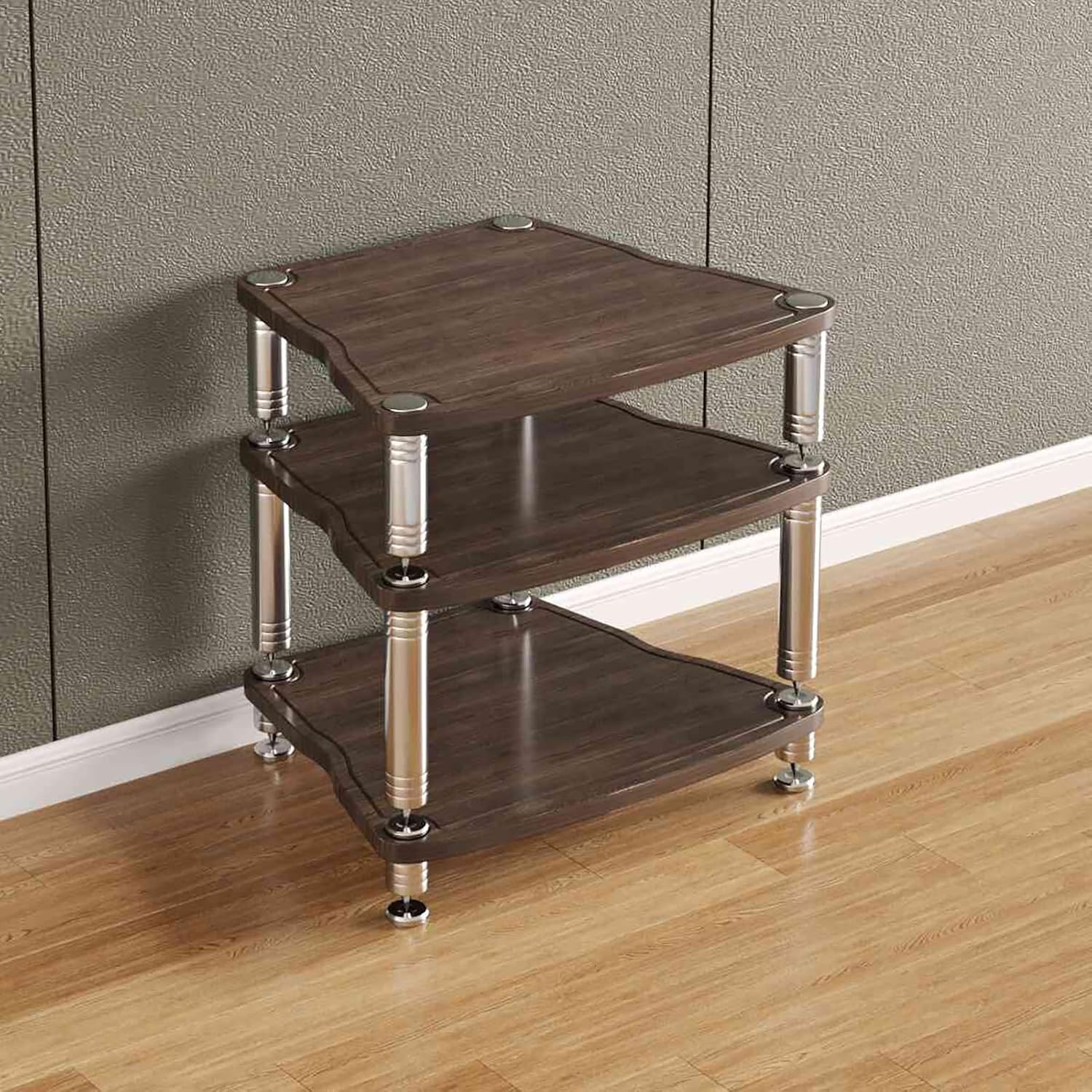 Stereo Racks and Stands AV Media Stand Audio Shelf, CD Rack Entertainment Stereo Component Organizer, for Home/Office/Theater Corner Entertainment Center(Brown,61.5cm/24.2in)