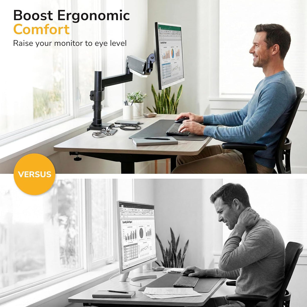 Mount-It! Ultrawide Monitor Arm, Heavy-Duty Gas Spring Desk Mount for 17–35' Curved Screens up to 33 lbs, Full Motion Height Adjustable Monitor Arm with USB 3.0 & Audio Ports, VESA 75/100/200