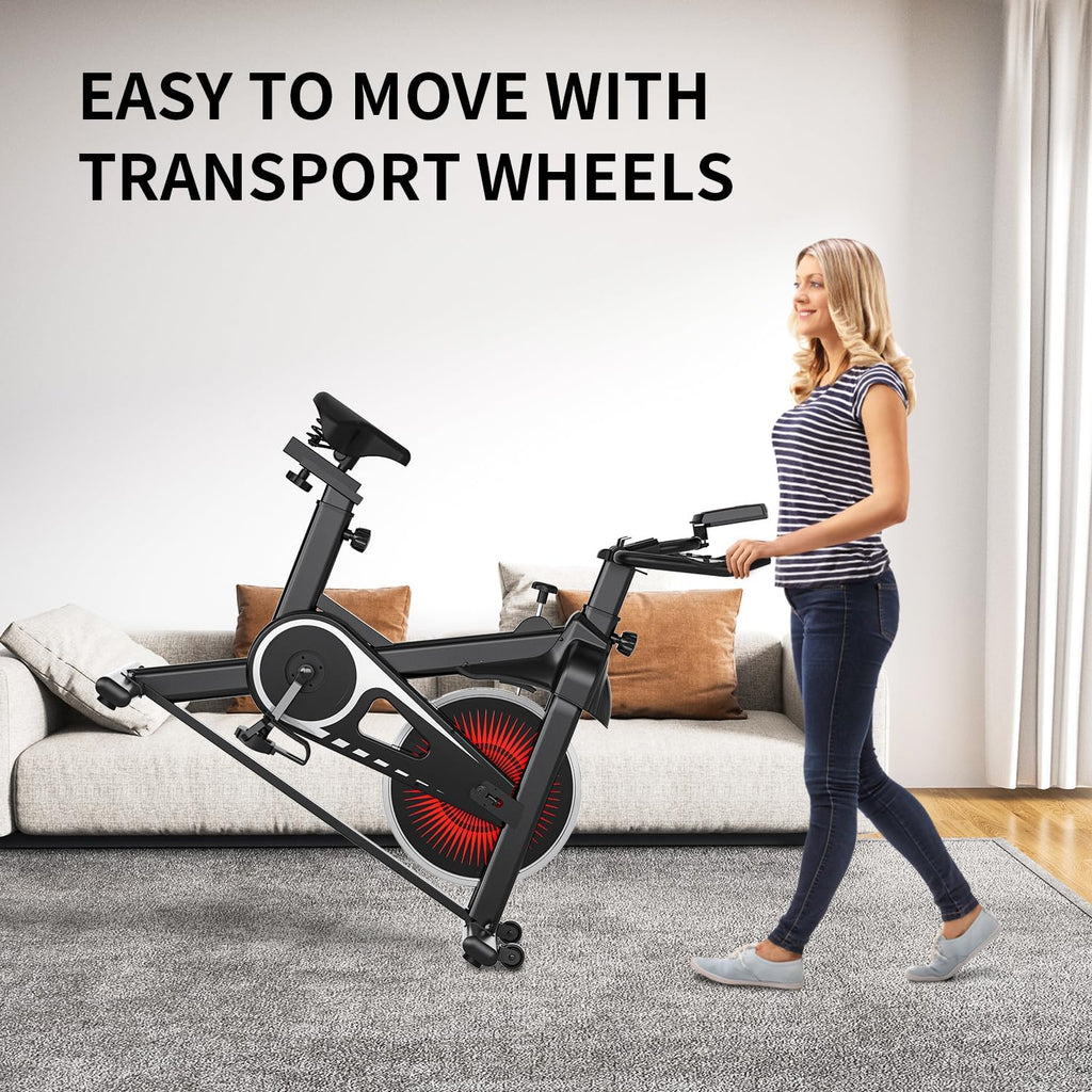 Exercise Bike,Adjustable Resistance Indoor Cycling Bike for Home Exercise - Stationary Bike with Smartphone Holder, LCD Display & Heart Rate Monitor