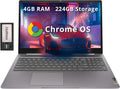 Lenovo Ideapad 3 15.6' FHD Chromebook, Intel Celeron N4500, 4GB LPDDR4X, 224GB Storage (64GB SSD + 160GB Docking Station Set), Number Pad, Webcam, Wi-Fi 6, Chrome OS, Gray