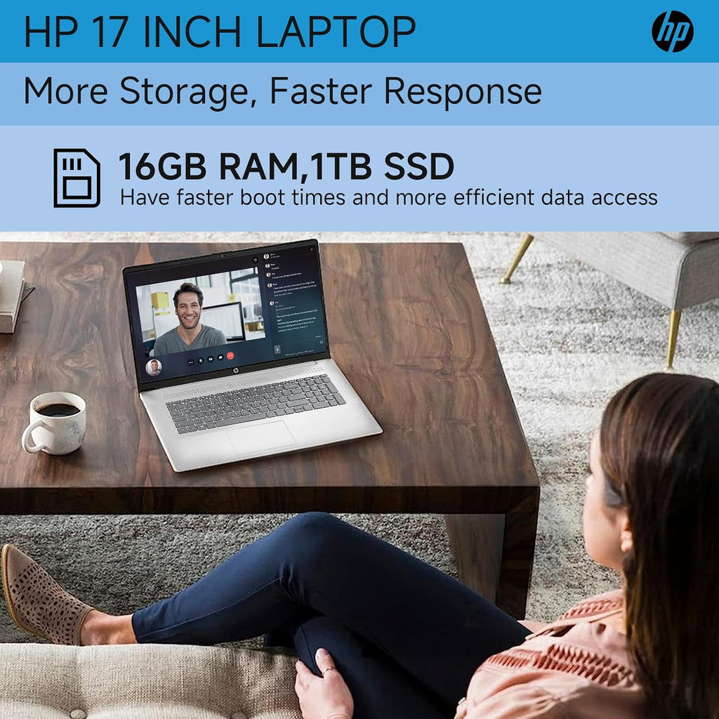 HP High-Performance 17 Business Laptop, 17.3' HD+ Display, Intel 10-Core i5-1334U, 16 GB RAM, 1 TB SSD, Backlit Keyboard, Fingerprint, WiFi 6, HD Webcam, HDMI, Windows 11 Pro, w/Acccessories Kit
