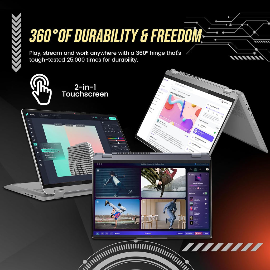 Lenovo IdeaPad Flex 5 2-in-1 Laptop, 16' WUXGA Touchscreen, AMD Ryzen 7 7730U, 16GB RAM, 1TB SSD, AMD Radeon Graphics, Fingerprint Reader, Wi-Fi 6, Win 11 Pro, Grey, 128GB Hotface USB Card