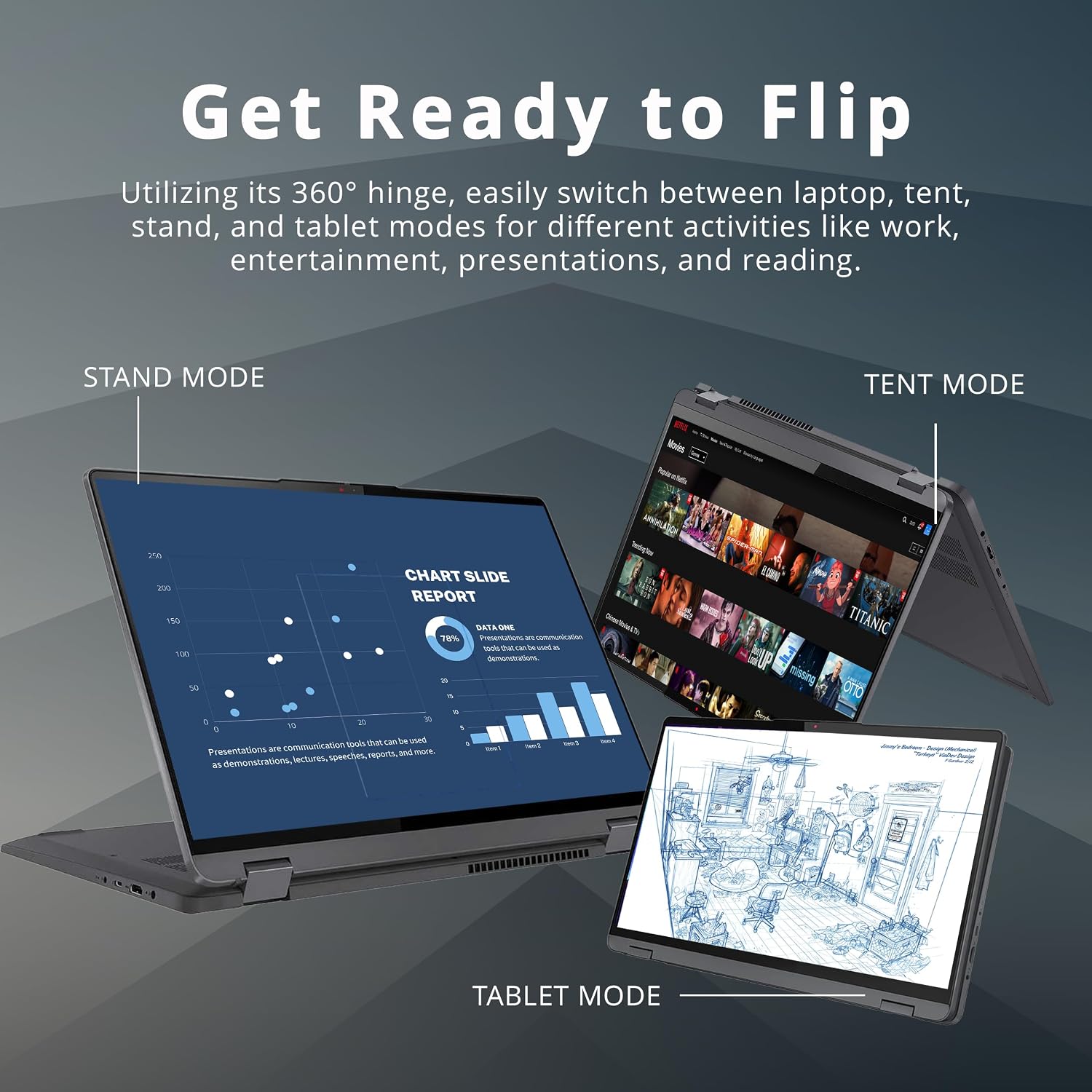 Lenovo IdeaPad Flex 5 16'' 2-in-1 2.5K IPS Touchscreen Laptop, Intel Core i7-1255U, 16GB RAM, 1TB SSD, Backlit Keyboard, Fingerprint Reader, Win 11 Pro, Storm Grey, 32GB Hotface USB Card, Gray