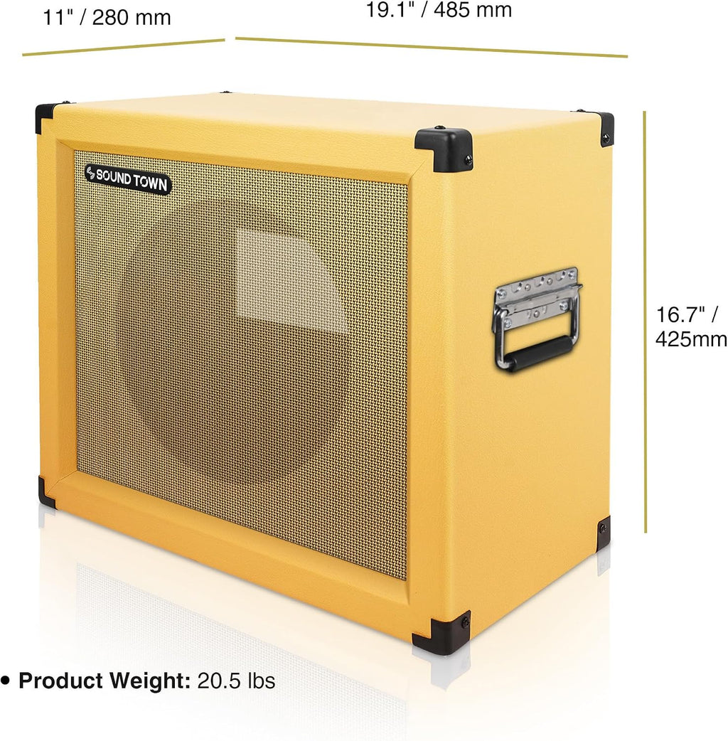 Sound Town 1 x 12' Empty Open-back Guitar Speaker Cabinet, w/Birch Plywood Construction, Orange Tolex, Wheat Cloth Grill, Compatible w/Celestion/Eminence Speakers (GUC112OBOR-EC)