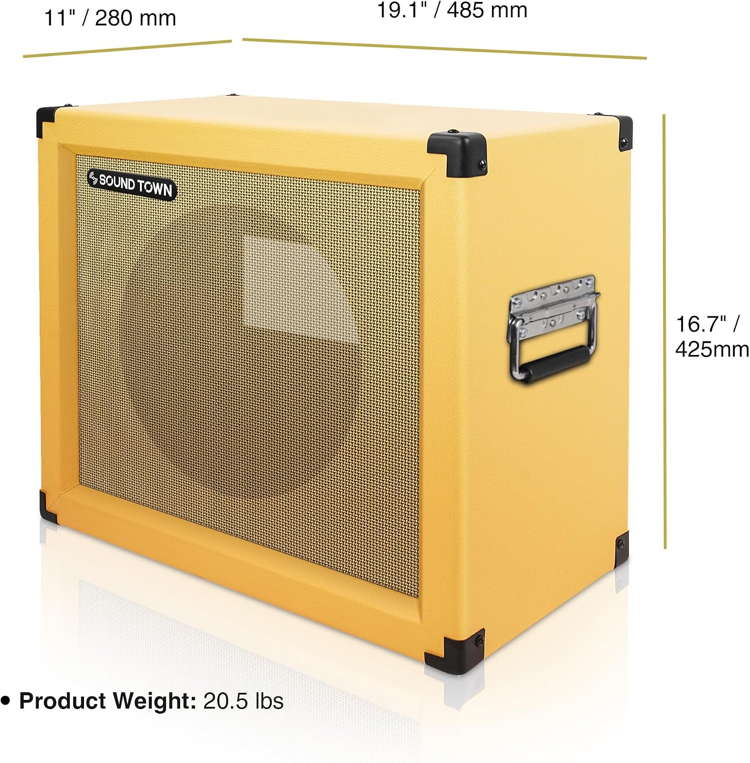 Sound Town 1 x 12' Empty Open-back Guitar Speaker Cabinet, w/Birch Plywood Construction, Orange Tolex, Wheat Cloth Grill, Compatible w/Celestion/Eminence Speakers (GUC112OBOR-EC)