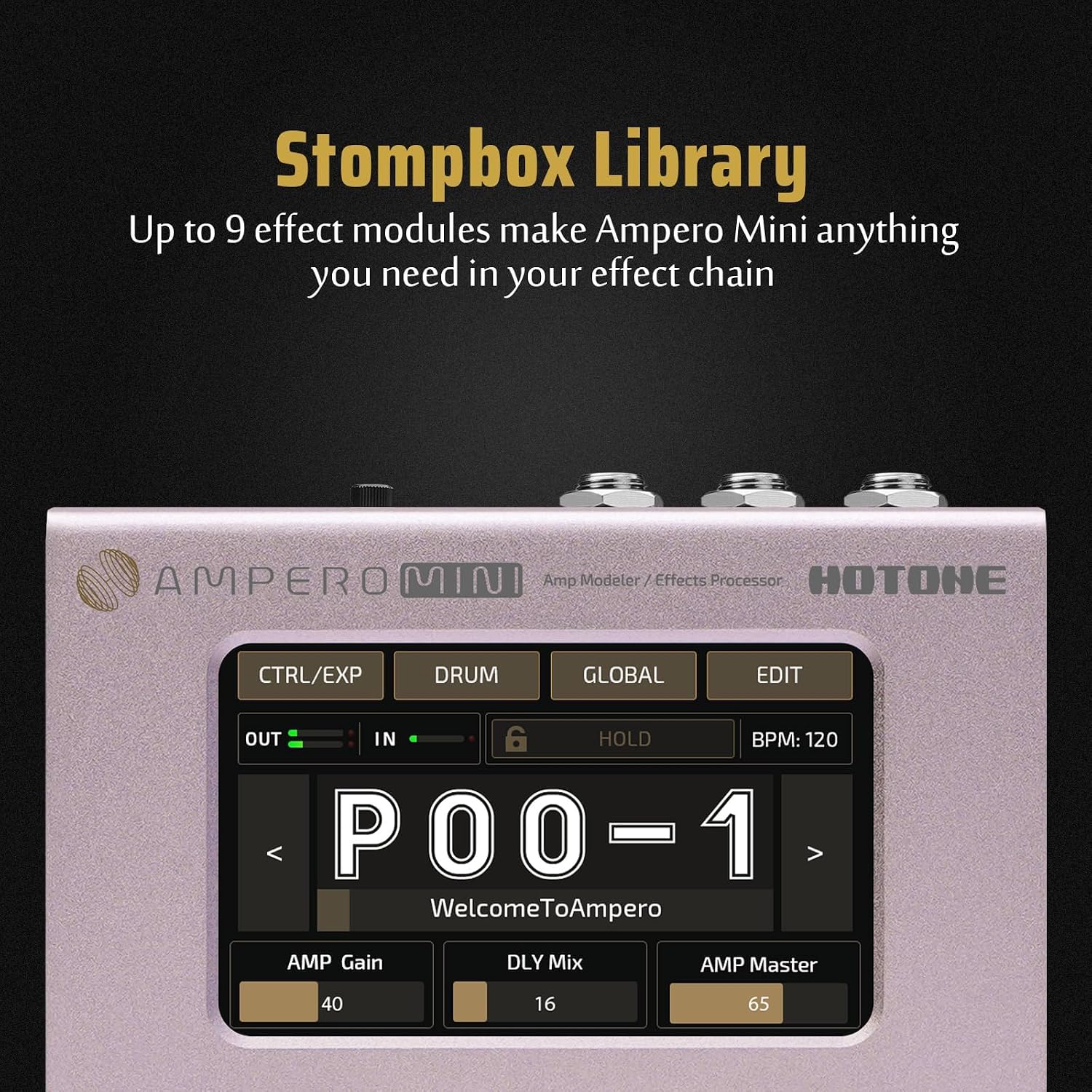 HOTONE Multi Effects Processor Pedal Guitar Bass Amp Modeling IR Cabinets Simulation Multi LanguageStereo OTG USB Audio Interface Ampero Mini MP-50 (Include 10 PCS Additional Footswitch Toppers)