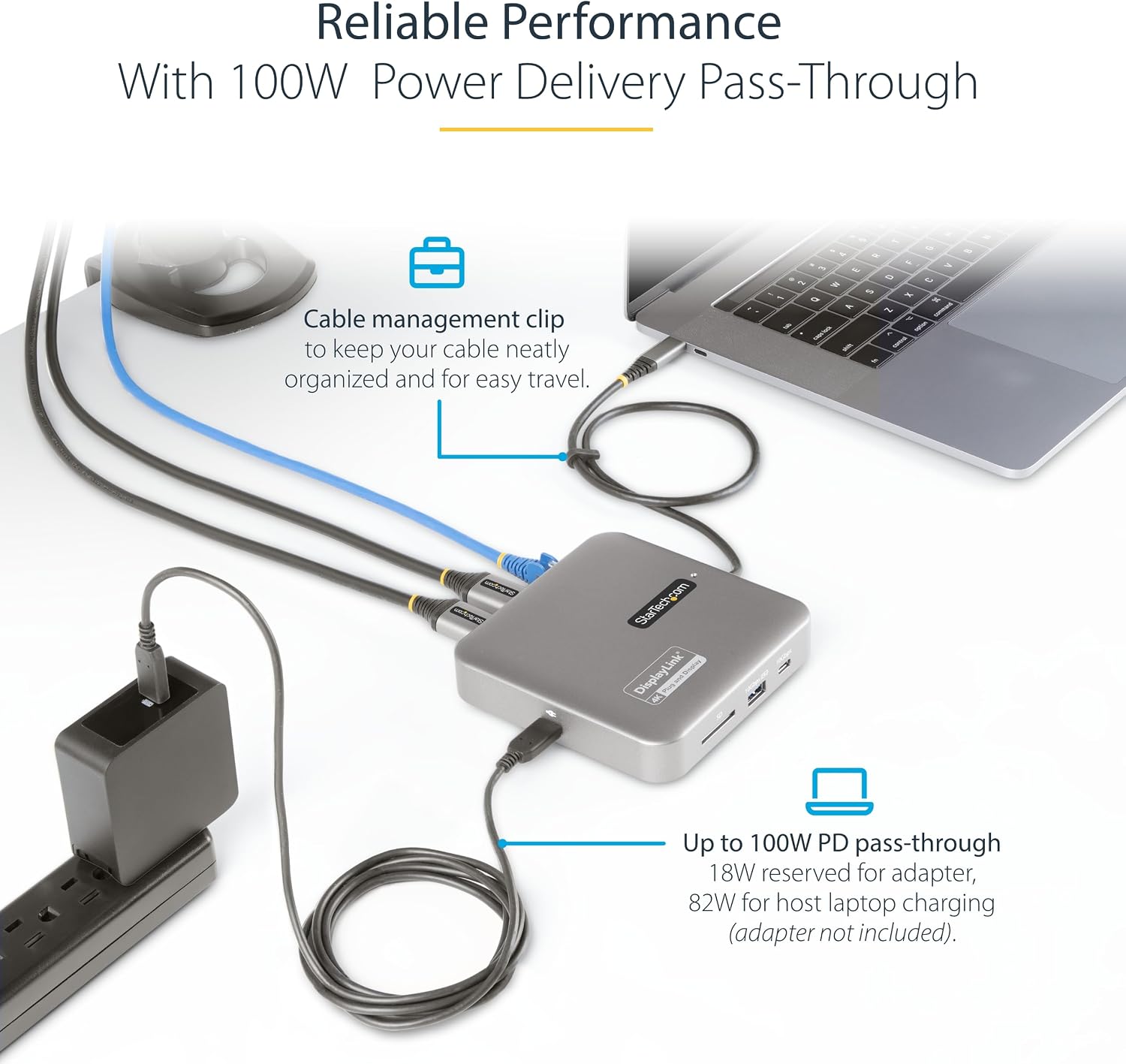 StarTech.com 7-in-1 USB C DisplayLink Dual Monitor Docking Station, 4K 60Hz HDMI Dock for MacBook M1 M2 M3 M4 & Windows, USB 10Gbps Hub, Gigabit Ethernet, SD, 100W PD, 22in (56cm) Cable