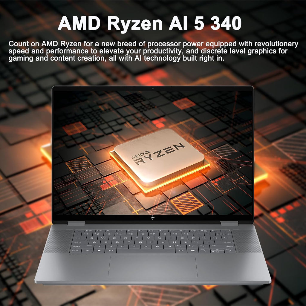 HP OmniBook X Flip 2-in-1 Laptop 16' WUXGA IPS Touch (400nits) AMD 6-core Ryzen AI 5 340 (Up to 50 Tops) 16GB RAM 2TB SSD for Creator Designer Business Professional Win11 ICP Hub