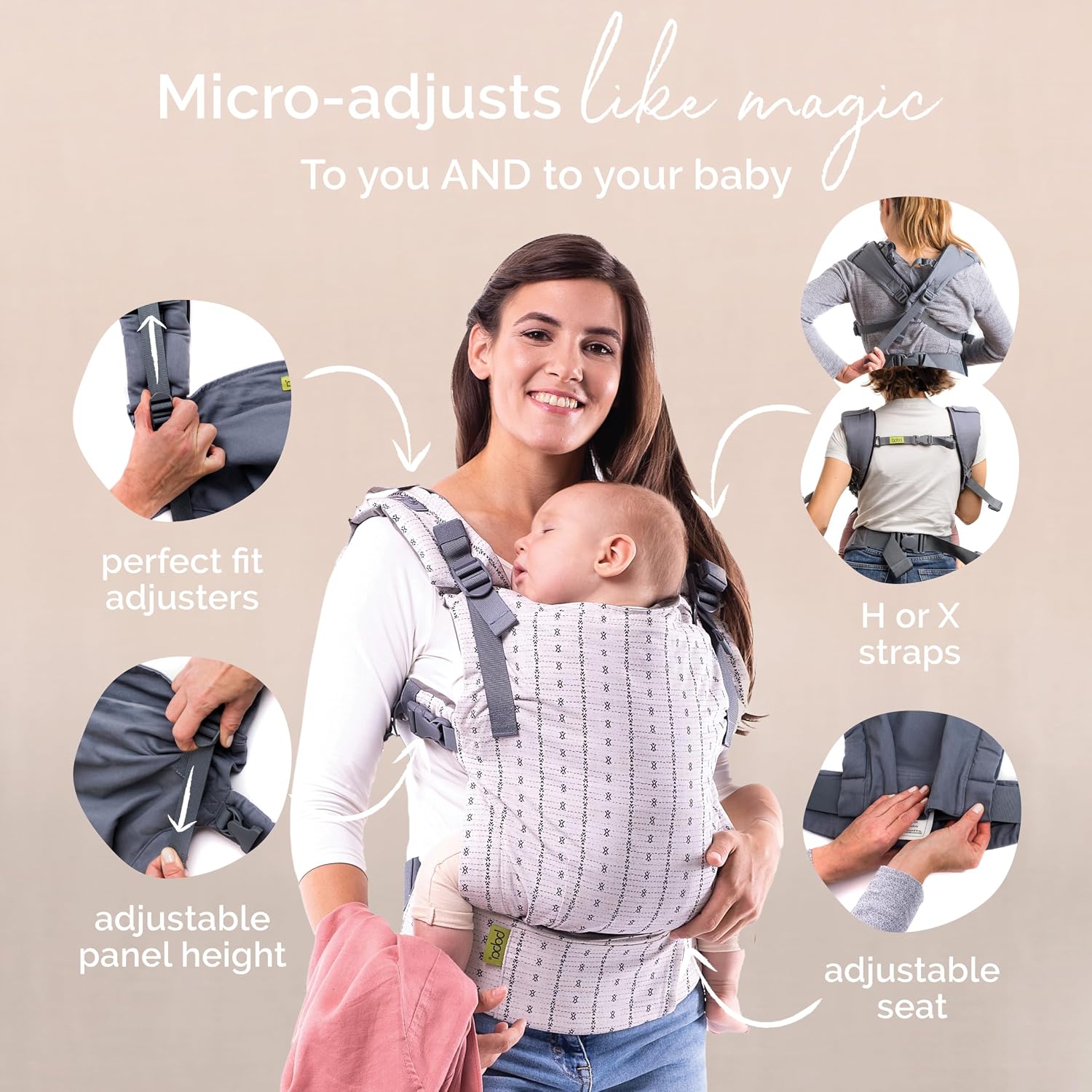 Boba X Baby Carrier - Newborn to Toddler Adjustable, 2-in-1 Convertible Front and Backpack Carrier 7 to 45 lbs, Ergonomic Baby Carrier with Crossable Straps (Yucca)