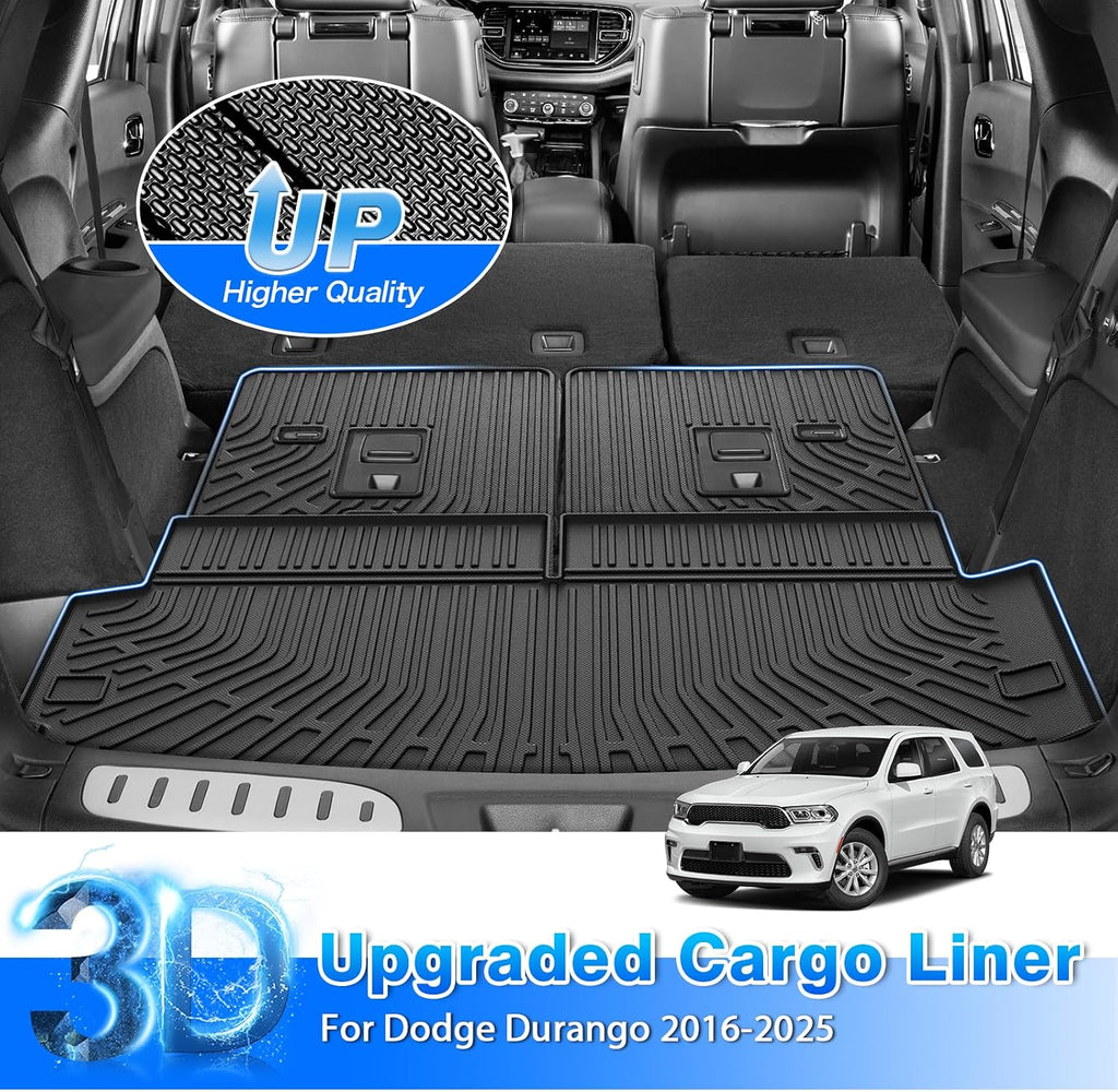 Durango Floor Mats and Cargo Liner w/backrest Mat Fit for Dodge Durango (7-Seater) 2016-2025 2026, All Weather Floor Liner for Durango Accessories Heavy Duty