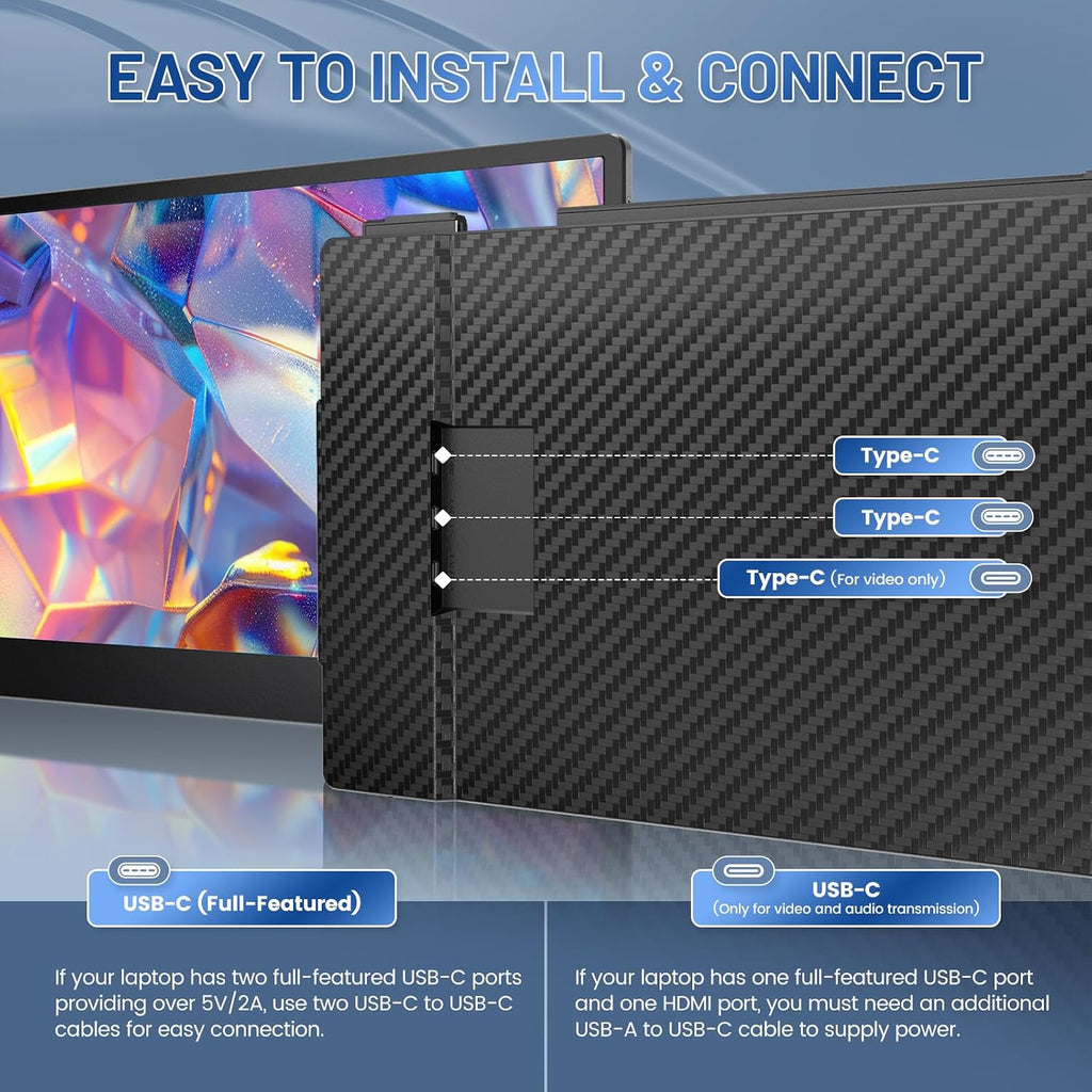 14.2' Laptop Screen Extender, FHD 1080P IPS Portable Monitor for Laptop, Triple Screen Monitor Extender, Compatible with 13'-17' Laptops, HDMI/USB-A/C Plug&Play for Windows, Mac, Android