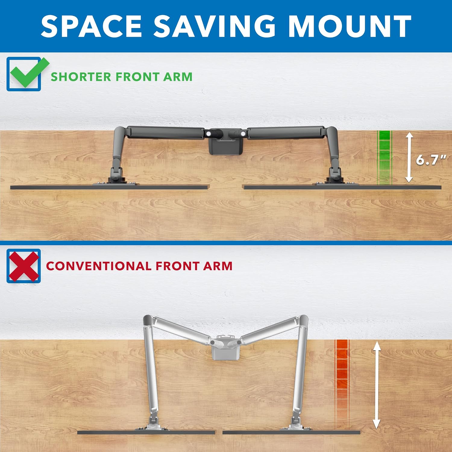 Mount-It! Dual Monitor Arm for 2 Monitors 17' to 32' Screens, Holds 19.8lbs per Arm, Height Adjustable, Tilt/Swivel/Rotate, Gas Spring System, Max VESA 100x100, C-Clamp & Grommet Base