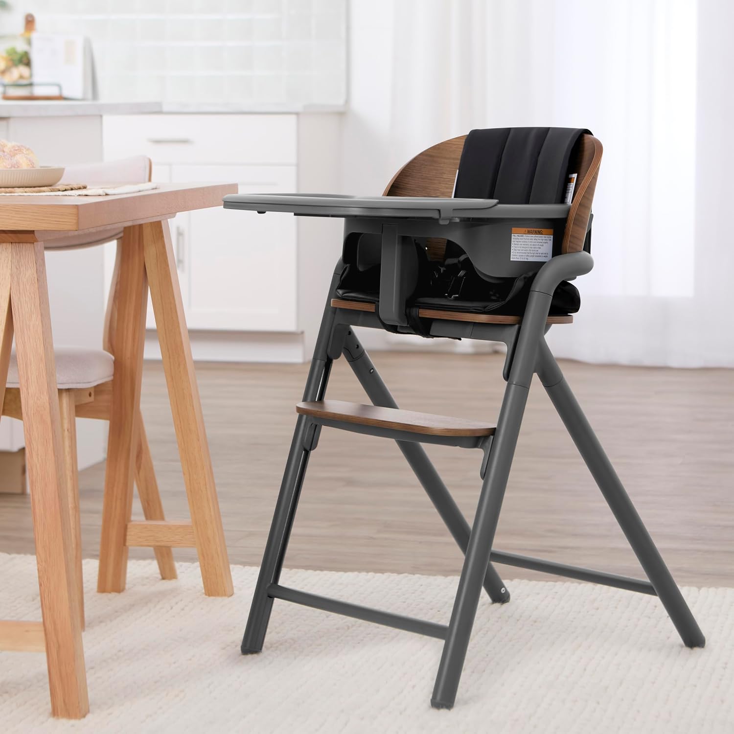 Evolur Step and Savor Baby High Chair, Converts to Adult Stool, 5 Position Adjustable Height and Footrest Positions Portable High Chair, Removable Tray, Easy to Clean and Removable Cushion