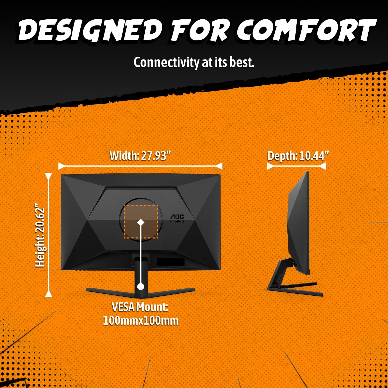 AOC CQ32G4VE 32' Curved Ultra-Wide Gaming Monitor QHD 2560x1440, 1500R, 180Hz, 0.5ms MPRT, 2X Display Port, HDMI, HDR, Gaming Console Compatible, 3-Year Zero Dead Pixel Guarantee