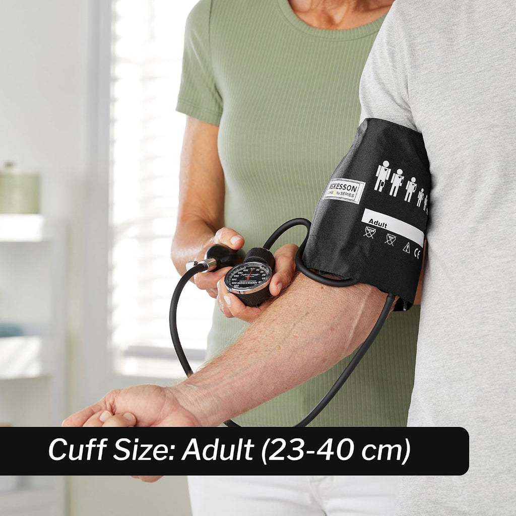 McKesson Aneroid Sphygmomanometer – Manual Blood Pressure Cuff Monitor with Carrying Case, Cuff 23-40 cm, Black, 20 Count