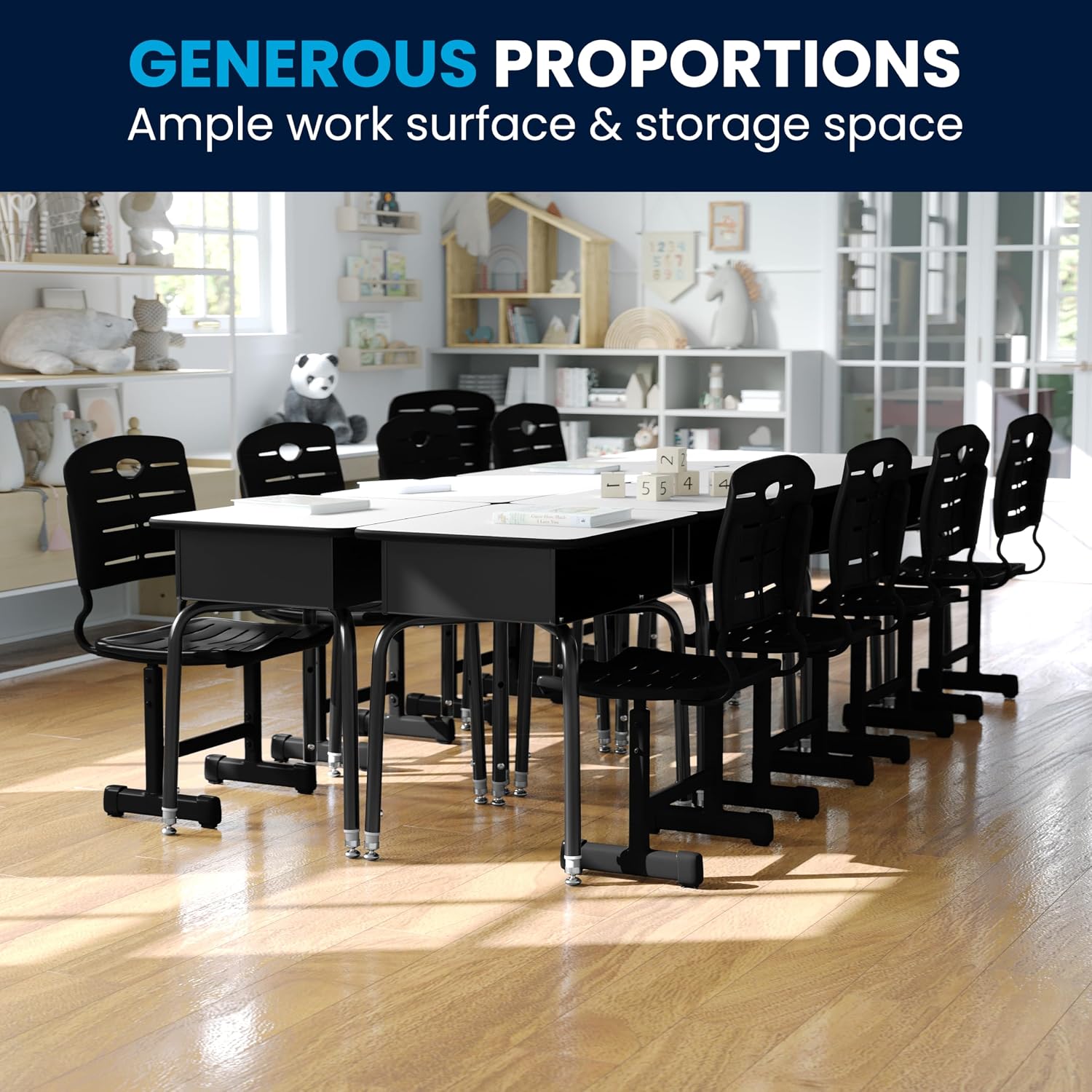 Flash Furniture Billie Student Desk - Gray Open Front Metal School Desk - 24'W x 18'D Adjustable Height, Durable Desk for School or Remote Learning, Set of 5