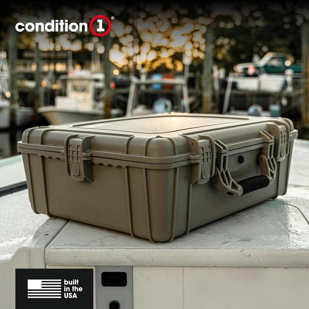 Condition 1 25' Large Waterproof Hard Case Model 839 with Foam, Portable Protective Storage Box for Travel, Hunting, Military, Tactical, Made in USA, 24.50'x 19.46'x8.41' Gun Metal Gray