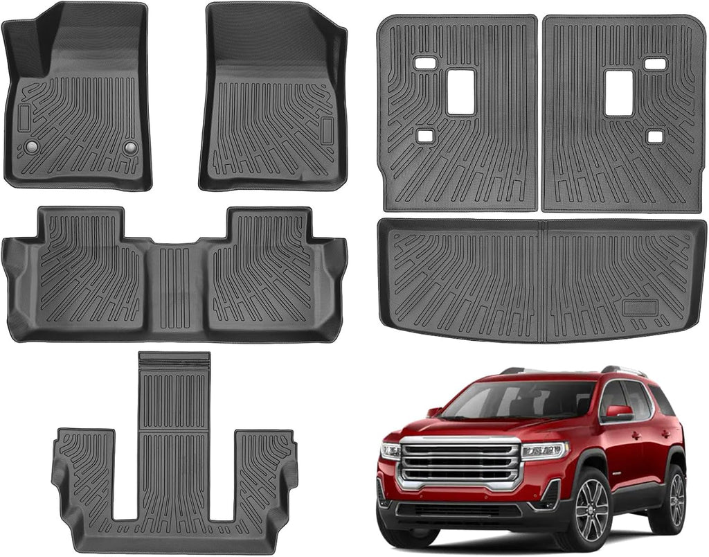 Cartist Floor Mats Fit for GMC Acadia 2017-2023 6-Passenger, All Weather Floor Mat & and Cargo Liner for Acadia Accessories, Heavy Duty Carpet Protection