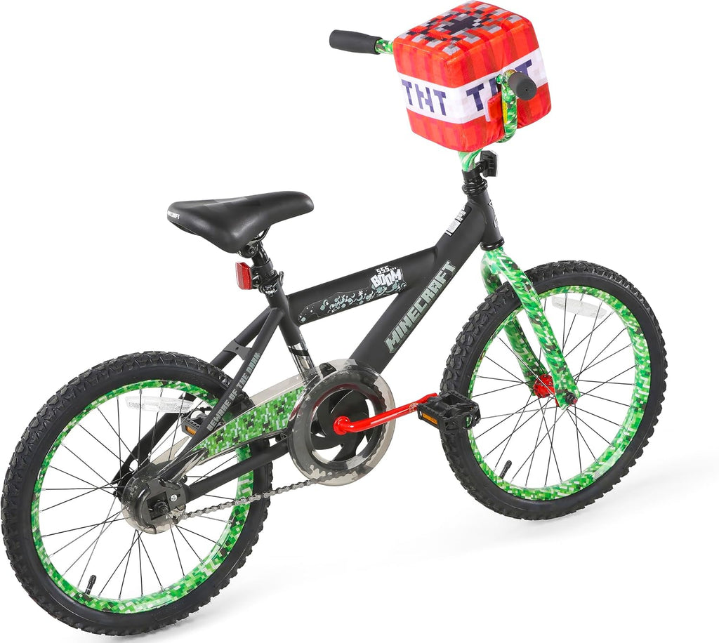 Minecraft 18-Inch Kids Bike - Unisex Bike with Creeper Graphics, Coaster Brake, Adjustable Seat, Removable Training Wheels, Ages 6-9, 42'-53' Tall