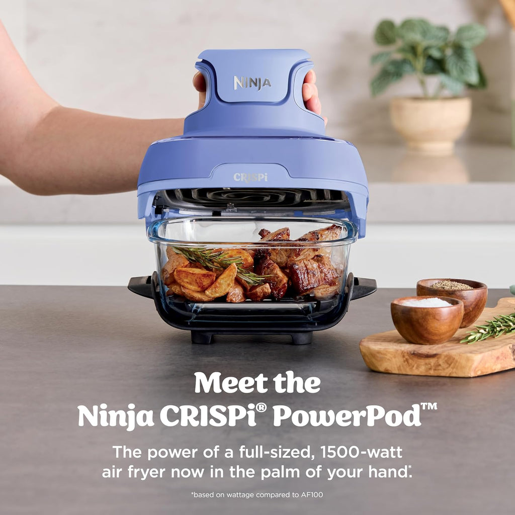 Ninja Crispi 4-in-1 Glass Air Fryer | 450°F | Non-Toxic | 4QT & 6-Cup Glass Containers w/Lids | Microwave, Freezer, Dishwasher Safe | Max Crisp, Air Fry, Bake, Recrisp | Frosted Lilac | FN101PR