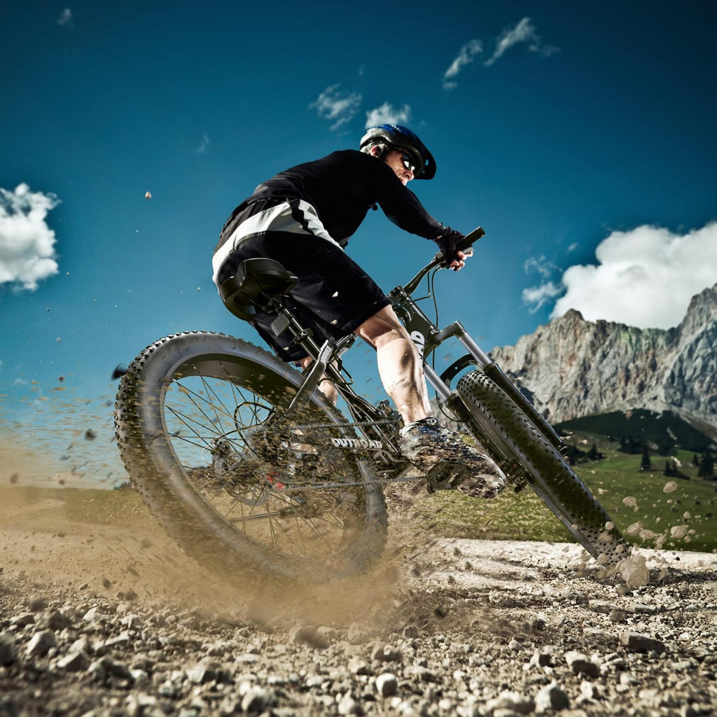 26' Fat Tire Mountain Bike with 4 inch Knobby Tires, 21 Speed MTB with Dual Disc Brake for Adults, Anti-Slip Bicycle, Black, White, Blue&Purple
