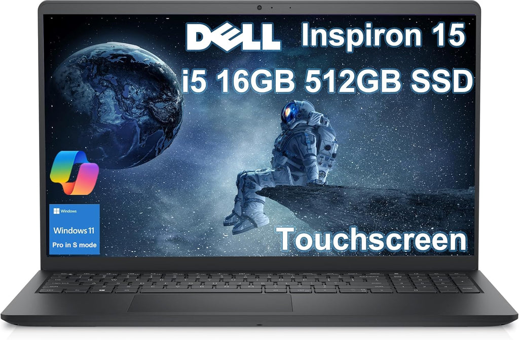 Dell Inspiron 15 Touchscreen Laptop (15.6' FHD LED, Intel 10-Core i5-1334U (> i7-1255U), 16GB RAM, 512GB SSD) for Business & Home, Fast Charge, Inspiron 3000 3530, Webcam, Win 11 Pro in S w/ Copilot