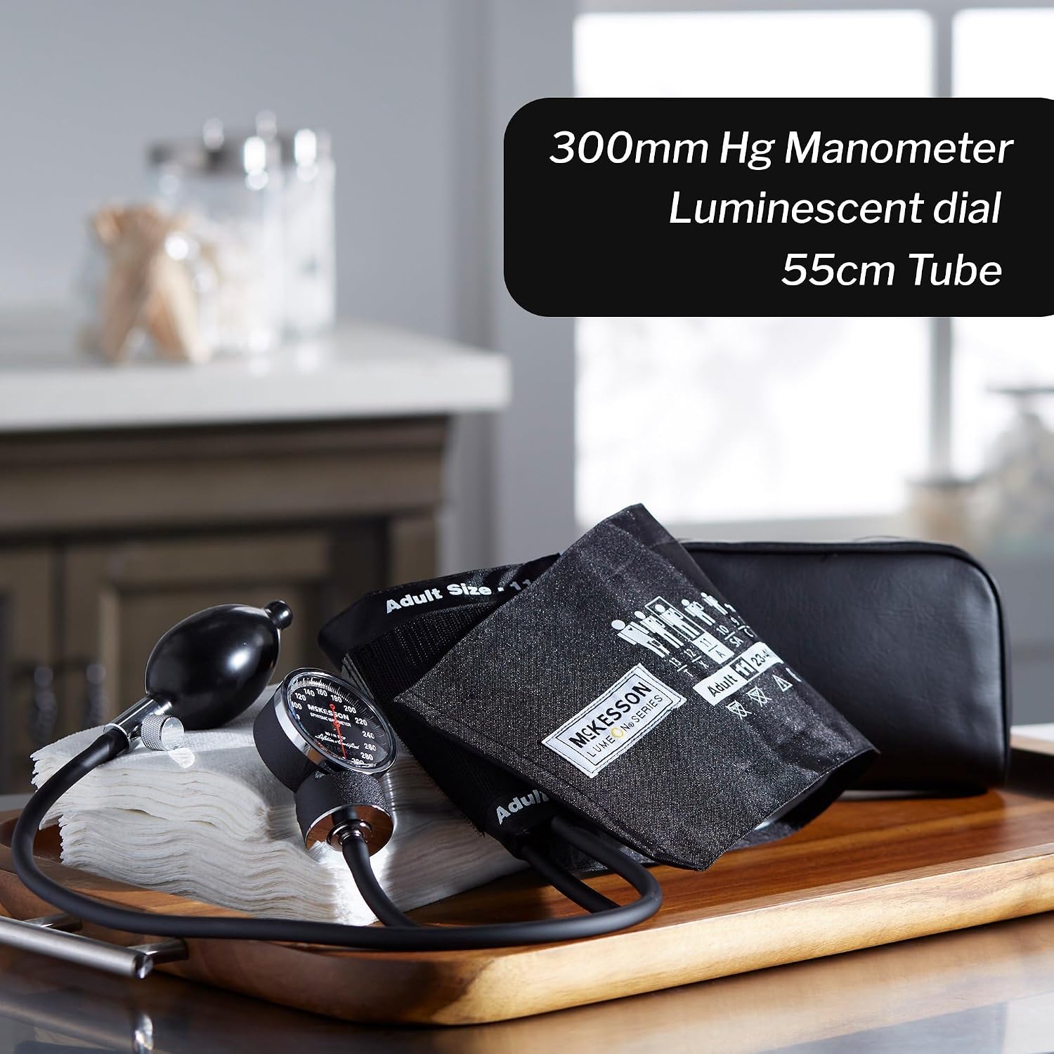 McKesson Aneroid Sphygmomanometer – Manual Blood Pressure Cuff Monitor with Carrying Case, Cuff 23-40 cm, Black, 20 Count