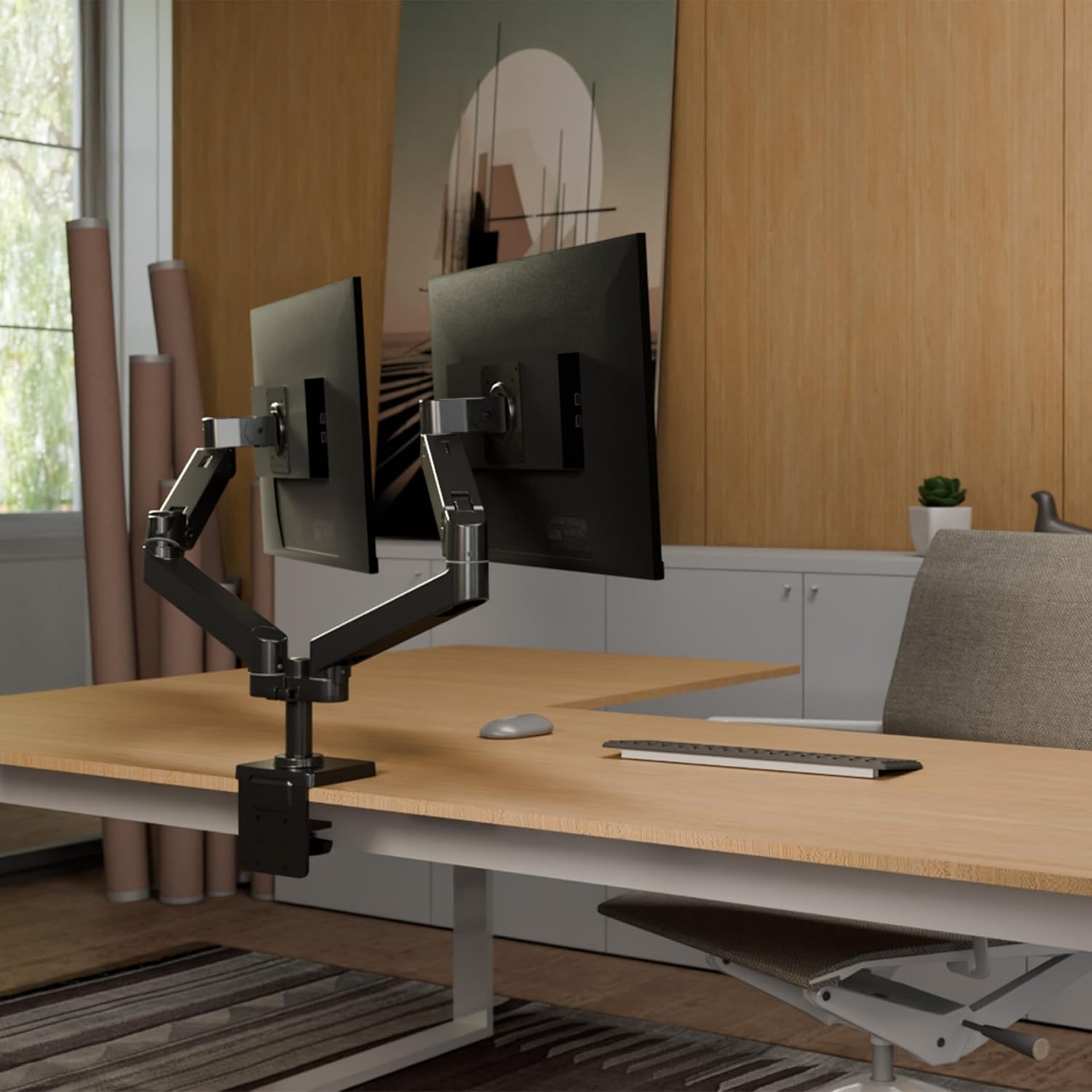 Ergotron – Upgraded LX Pro Premium Dual Monitor Arm, VESA Desk Mount – for 2 Monitors Up to 27 Inches, 4 to 20 lbs Each – Matte Black