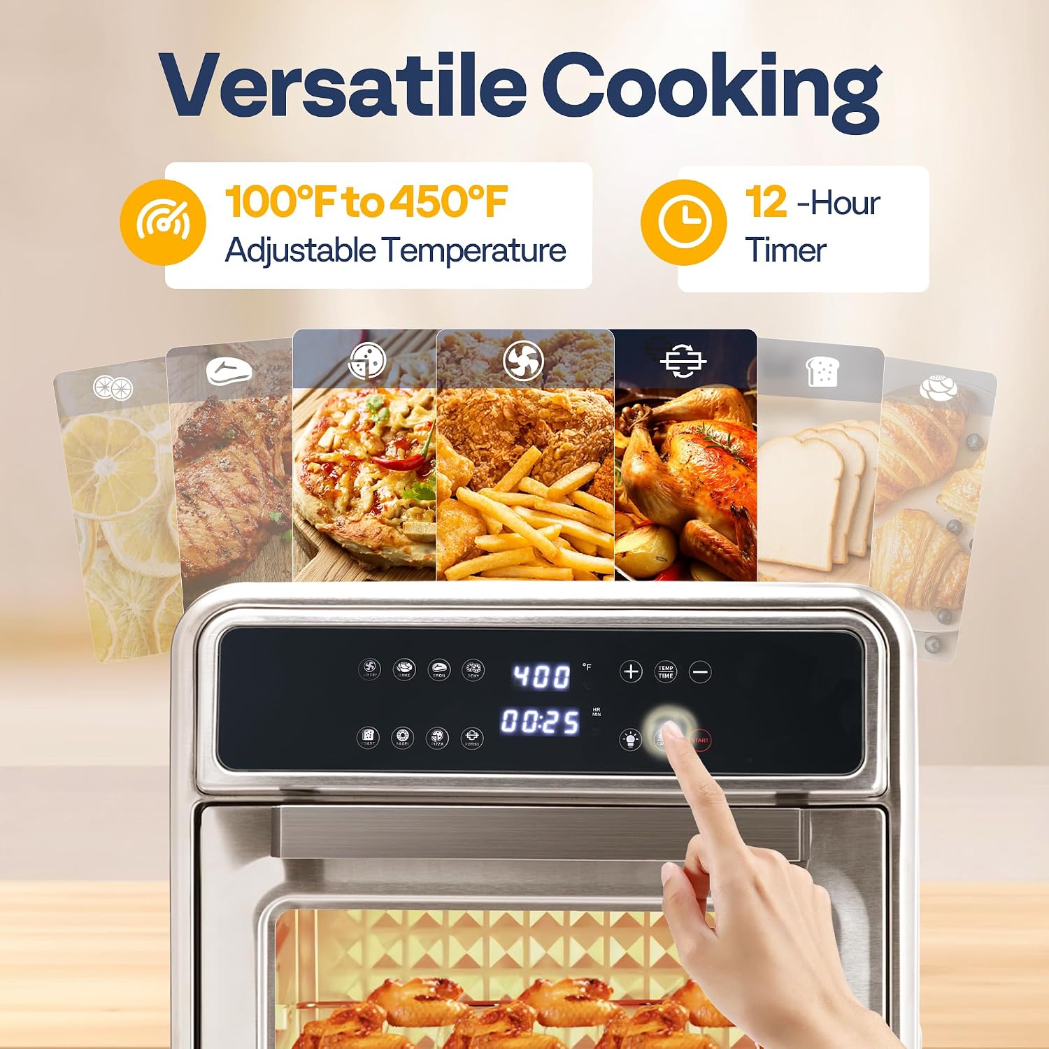 VIVOHOME 21 Qt Air Fryer Toaster Oven Combo, 8-in-1 Convection Oven Countertop with Rotisserie and Dehydrator with VIVOHOME Stand Mixer, 660W 10 Speed 6 Quart Tilt-Head Kitchen Electric Food Mixer