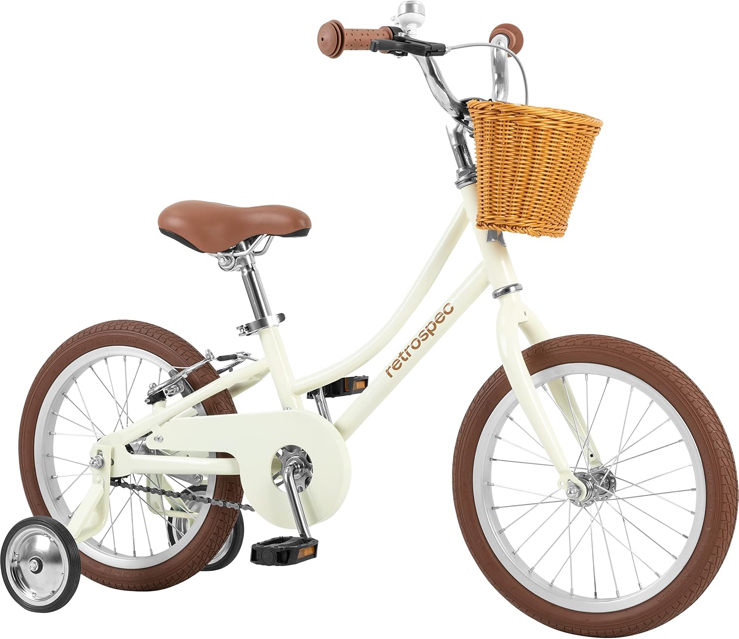 Retrospec Beaumont Mini 16in Kids Bike with Training Wheels & Basket - Beginner Bicycle for 4-6 Year Olds, Low-Profile Frame, V-Brakes & Safety Bell