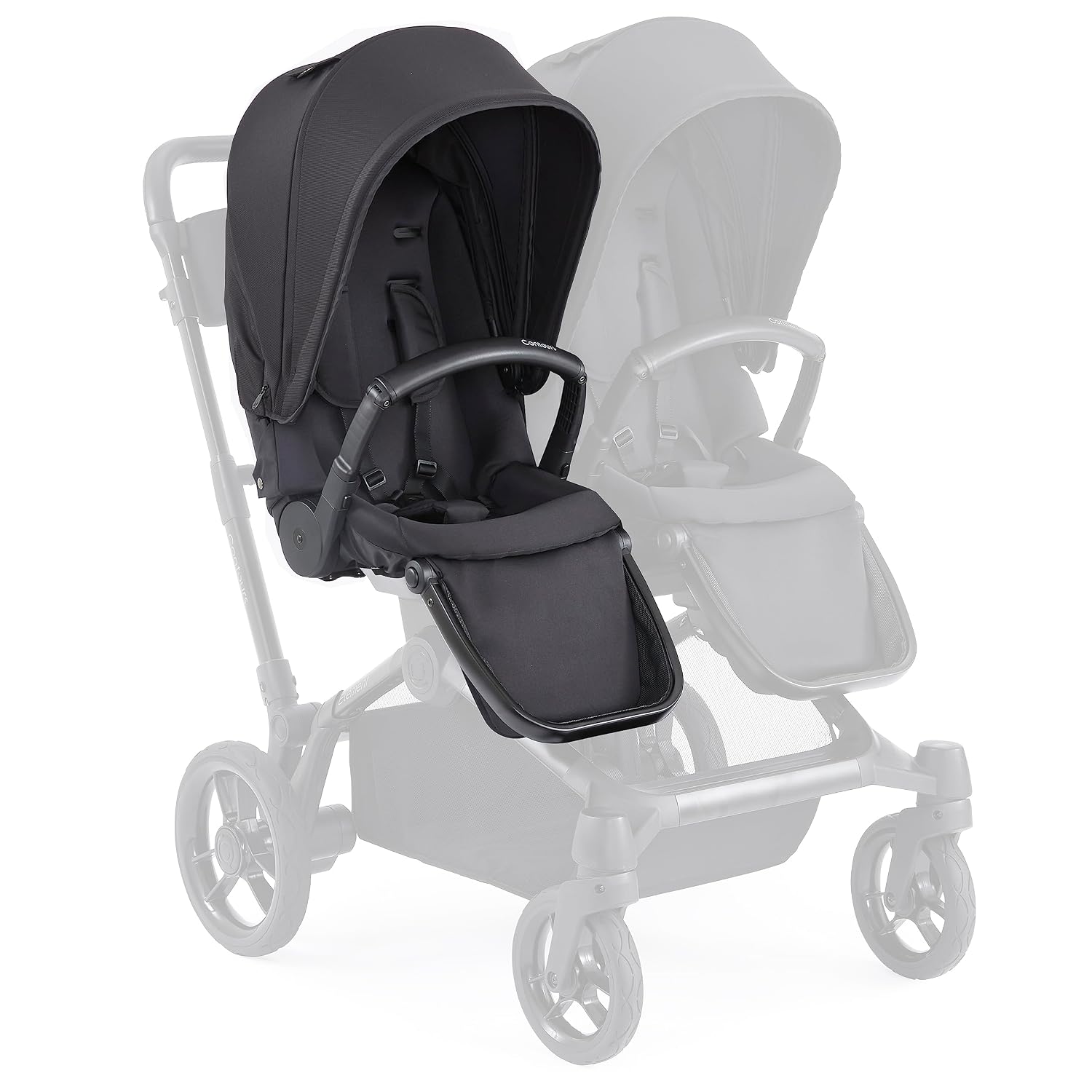 Contours Full Size Second Seat Accessory, Exclusive Compatibility with Element Baby Stroller (Model ZL032), Reversible Seating, Removable Napper Bar, UPF 50+ Canopy, Single to Double Mode, Black