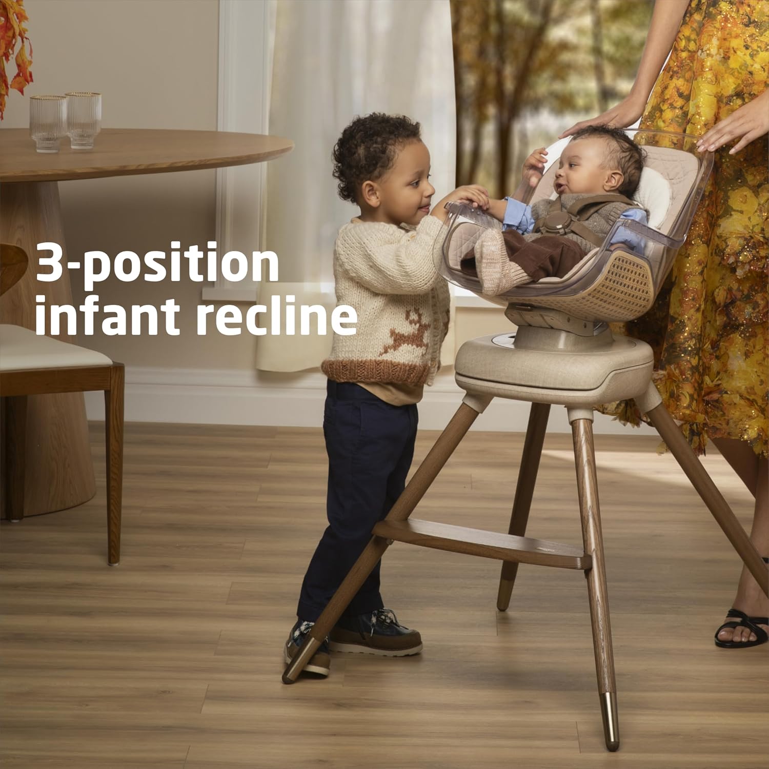 Maxi-Cosi Kiskadee 360 Rotating High Chair, 7 Modes, Infant to 5 Years up to 50 lbs, ClipQuik Magnetic Clip, 3-Position Tray, Washable Pad, Infant Recline, Booster Seat, Child Stool, Natural Heritage