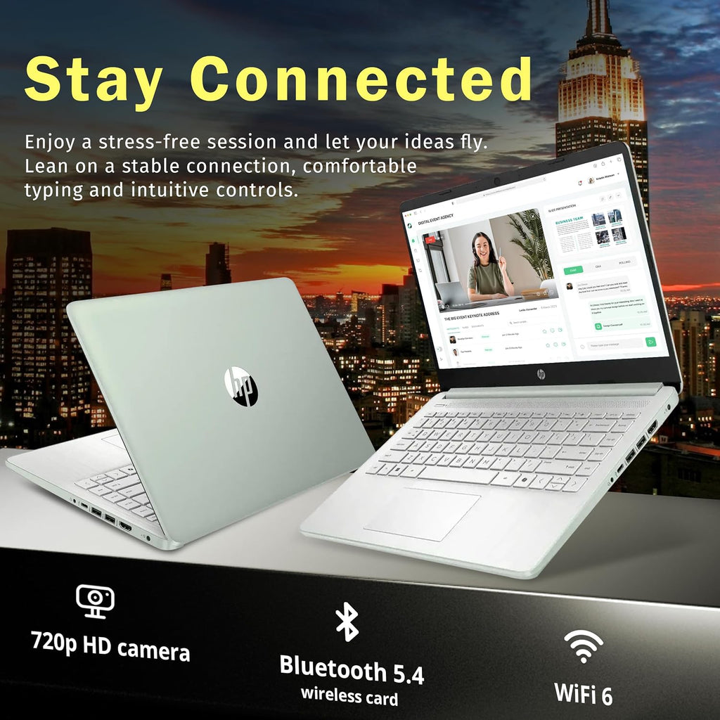 HP Stream 14' HD Laptop, Intel Processor N150, 16GB RAM, 128GB UFS, Intel Graphics, Copilot, Fast Charge, Wi-Fi 6, Win 11 S, Green (Renewed)