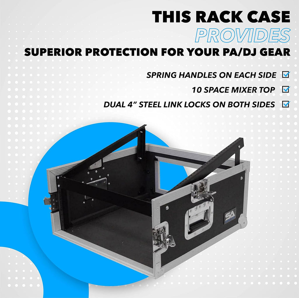 Seismic Audio - SAMRC-4U - 4 Space Rack Case with Slant Mixer Top - PA/DJ Pro Audio Road Case