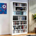 55' Media Storage Cabinet, Metal CD Storage Rack with 6 Adjustable Shelves, 7-Tier Large Stereo Cabinet for Living Room, Home Entertainment (White)