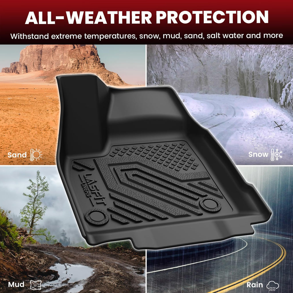 LASFIT Floor Mats & Backrest Mats & Cargo Mat for Nissan Leaf 2026, All Weather TPE Custom Fit Floor Liners Car Mats Accessories, Black