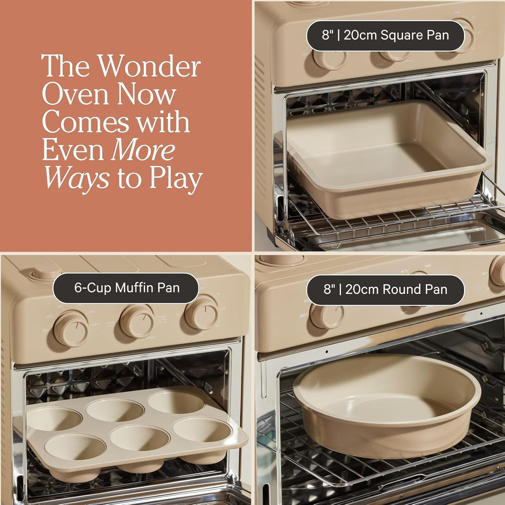 Our Place Wonder Oven + Baker's Kit | 6-in-1 Air Fryer & Toaster Oven with Steam Infusion | 3-Piece Nonstick Ceramic Bakeware Set (Round, Square & Muffin Pan) | Non-Toxic PFAS-Free Baking | Steam