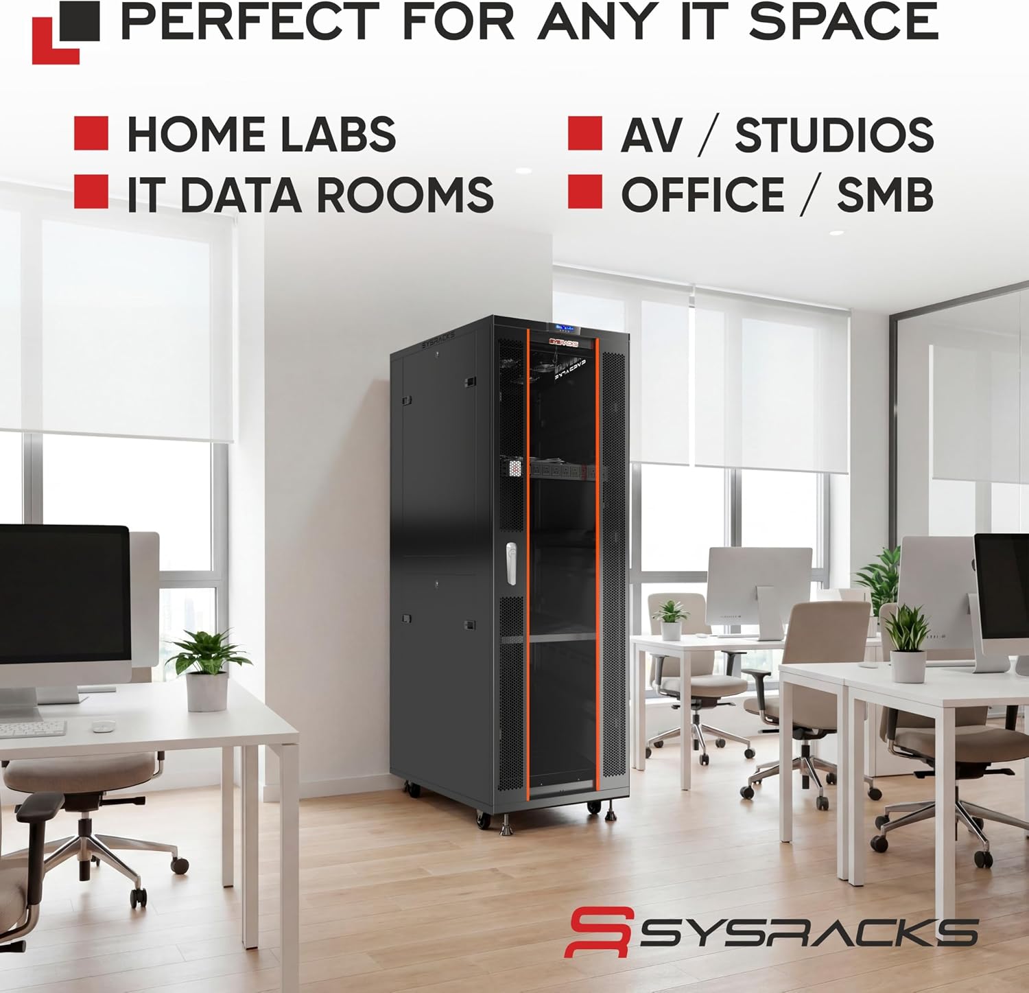 27U Home Server Rack Cabinet – 19' Floor Standing Network Rack, 39' Deep Homelab Rack with Locking Glass Door, Cooling Fans, PDU & Shelf for NAS, Router, Switch and AV Equipment