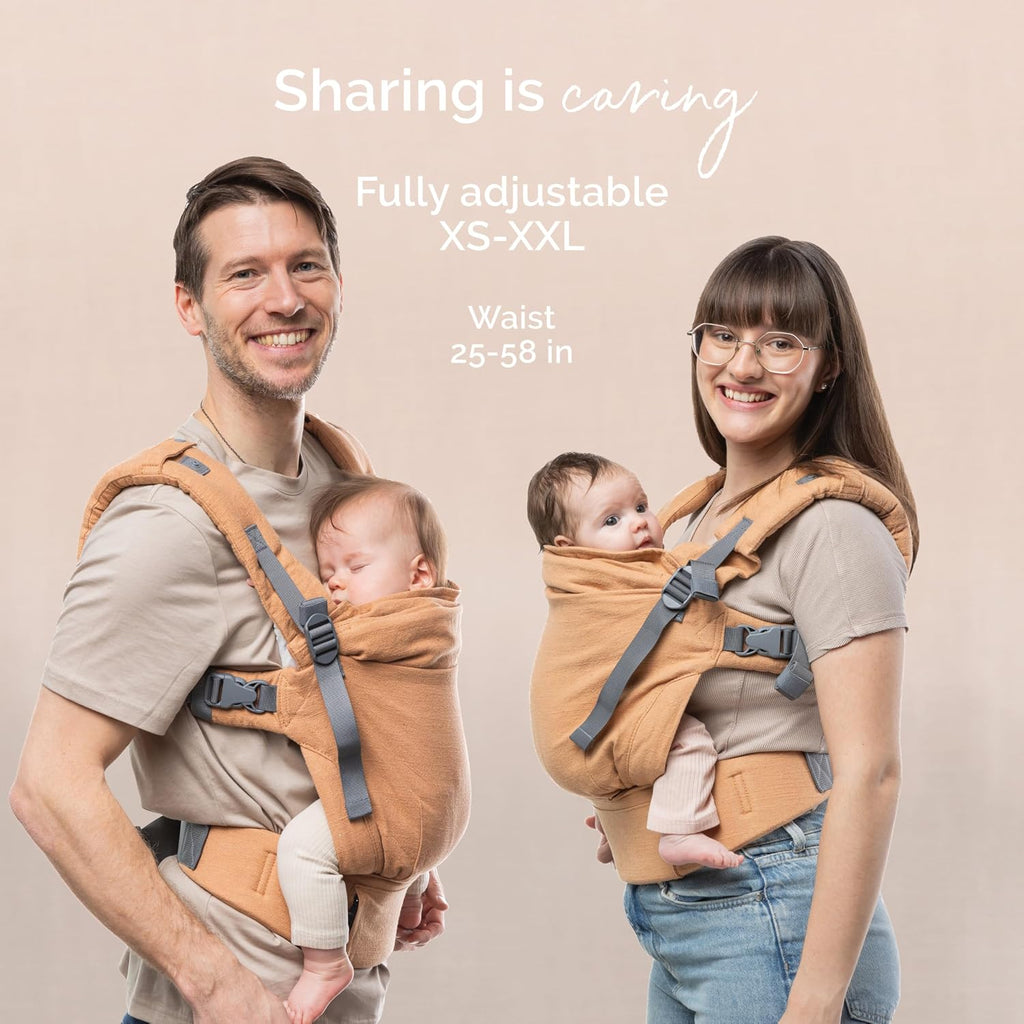 Boba X Baby Carrier Newborn to Toddler - Certified Hip Healthy, Micro-Adjustable Baby Carriers from Newborn - Breathable & Lightweight 100% Cotton Twill, Petite to Plus Size, 7-45 lbs (Linen Rye)