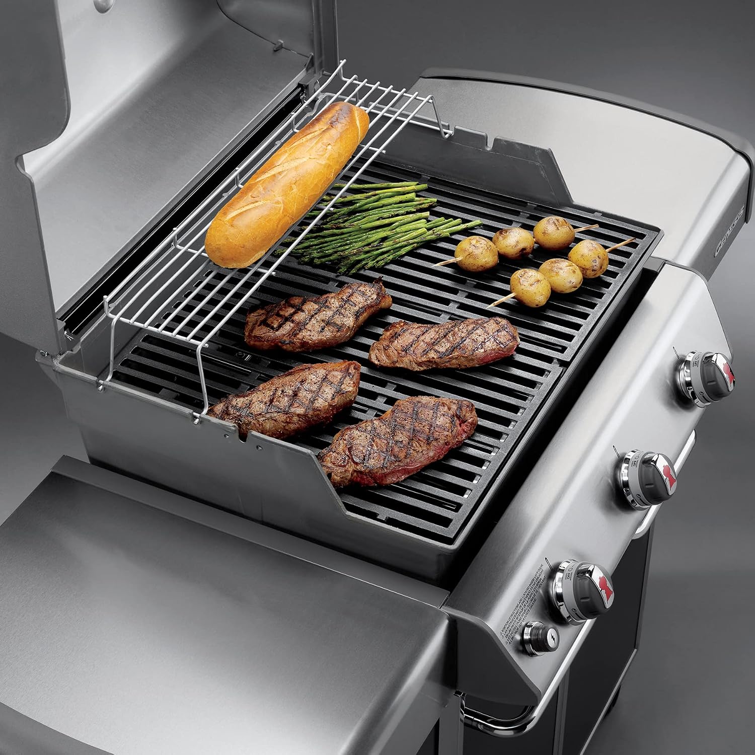 Weber Porcelain‑Enameled Cast‑Iron Cooking Grates 19.5' x 12.9' – Superior Heat Retention, Heavy‑Duty, Long‑Lasting Replacement Grates, Genuine Weber Grill Replacement