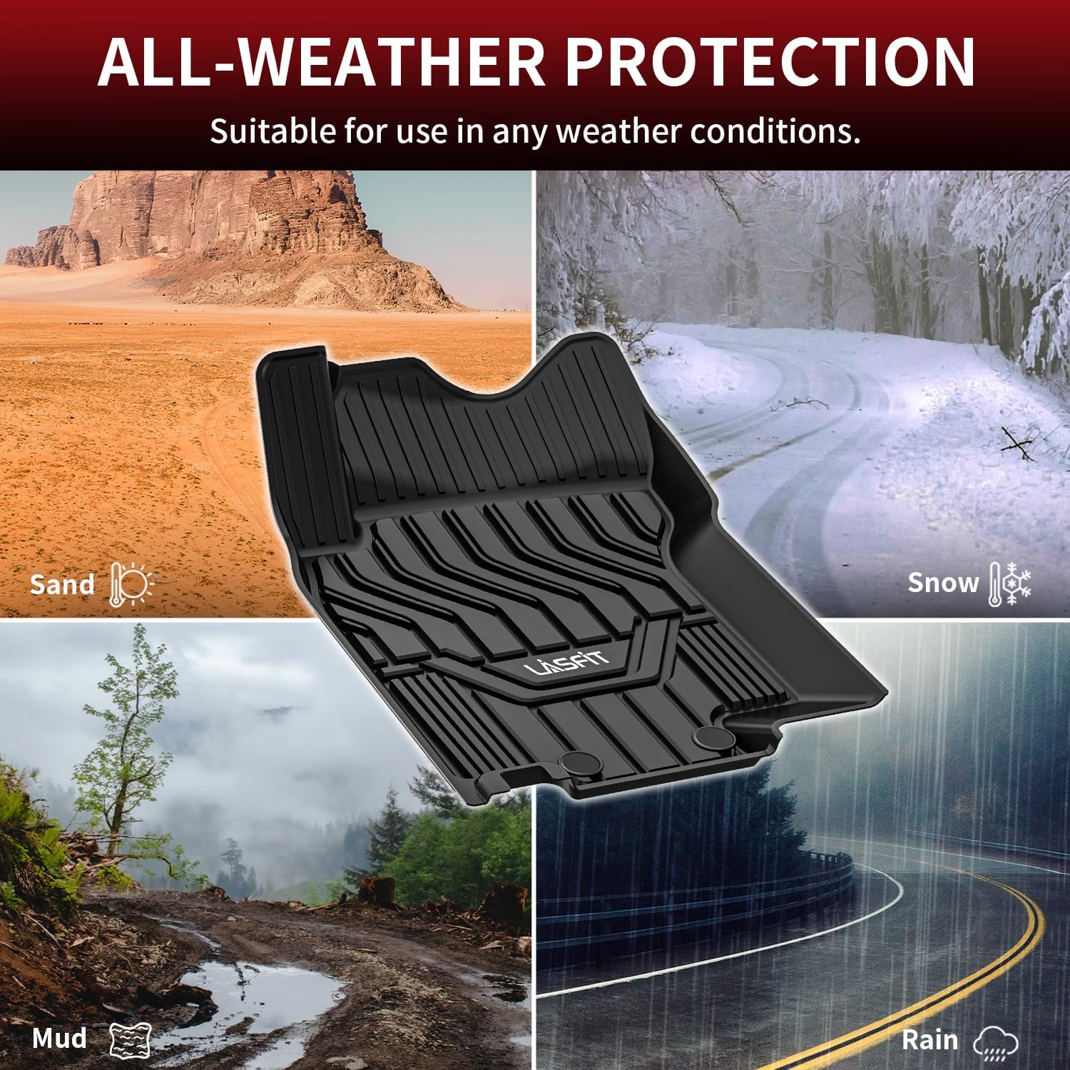 LASFIT Floor Mats for Nissan Rogue 2014-2020 (Not Fit Rogue Sport or Select), All Weather TPE Custom Fit Durable Floor Liners for Rogue S/SV/SL 2020 2019 2018 2017-2014 1st & 2nd Row Car Mats