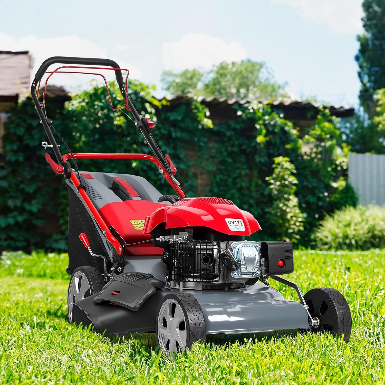 173CC 4-Cycle Engine Gas Engine Lawn Mower, 20-Inch Self-Propelled Lawn Mowers, Push Lawn Mower with 60L Grass Tank for Yard Patio Lawn Landscaping
